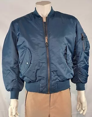 Buy Highlander MA1 Military Style Bomber Jacket Padded Petrol Navy Blue Small Only • 24.99£