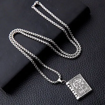 Buy Vintage Silver Cross Bible Book Pendant Necklace Unique Jewelry For Men Women • 7.24£