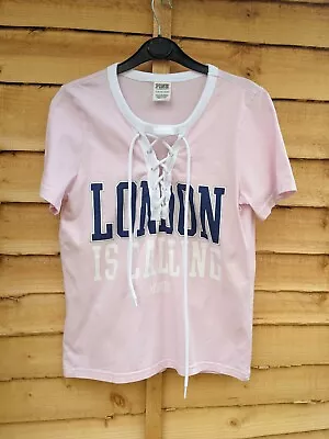 Buy Victoria's Secret Pink Tshirt Top London Calling Lace V Neck XS 6 8 Y2K 90s Vibe • 9.99£
