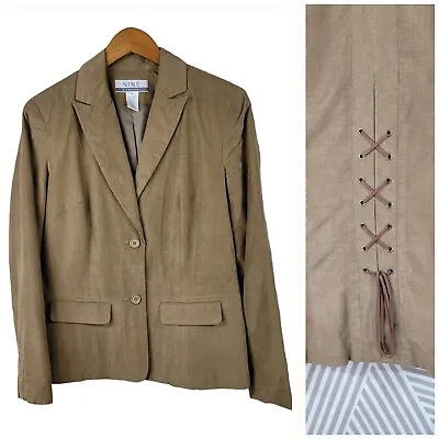 Buy Vintage Y2K Corduroy Blazer Jacket Size 8 Lace Up Back Tan Western Cowgirl Alt • 28.94£