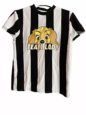 Buy Lady And The Tramp Black & White Football Style Shirt Womens XS Striped  • 5.29£
