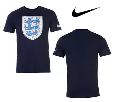 Buy Nike Kids Youth England Crest T-Shirt Fitness Navy Blue Football Top (Size M, L) • 19.99£