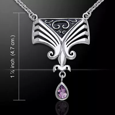 Buy Norse Viking .925 Sterling Silver Genuine Amethyst Necklace By Peter Stone • 85.02£