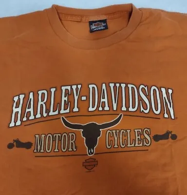 Buy Harley Davidson Motor Cycles T-Shirt 2XL Orange Fargo ND • 26.01£