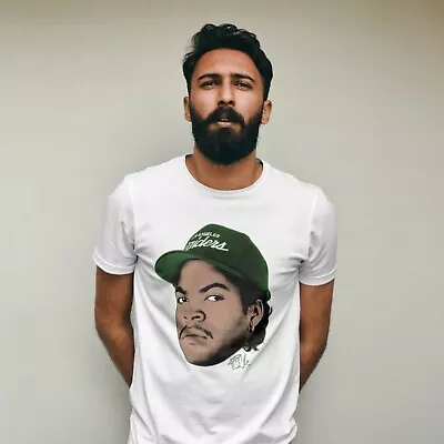 Buy Ice Cube Face Rapper Print Short Sleeve White T-Shirt Unisex Sizes S/XL • 11.99£