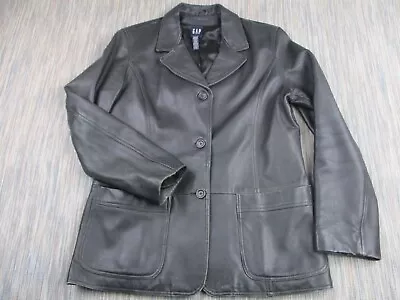 Buy Vintage GAP Leather Jacket Mens Extra Large XL 100% Leather Black Button Up • 47.28£