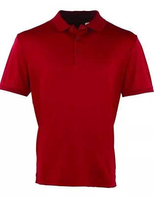 Buy Premier Cool Checker Red Med Pique Polo PR615 Unisex Casual Wear T-Shirt #RAIL • 5.95£