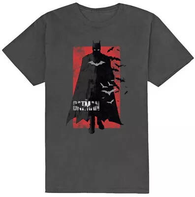 Buy The Batman Distressed Logo Charcoal Cotton T-Shirt • 14.49£