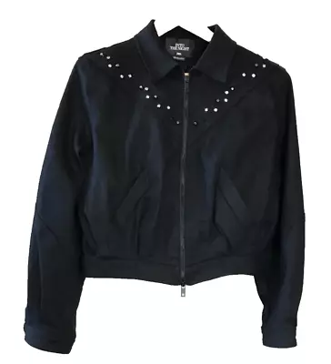 Buy Zara Denim Rhinestone Jacket Black Uk M Into The Night • 35£