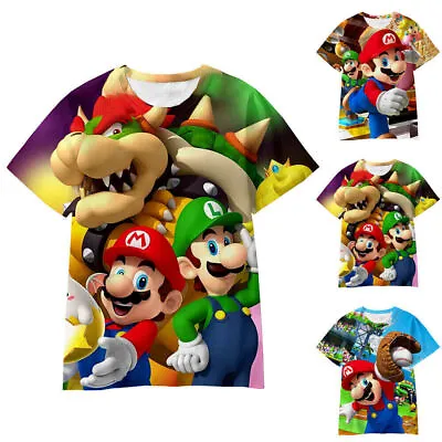 Buy Kid Girls/Boys Super Mario T-Shirts Short Sleeve Summer Tee Tops Blouse Clothes • 5.26£