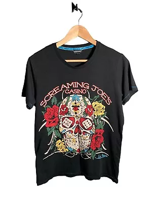 Buy Urban Spirit Screaming Joes Casino T-Shirt Mens Size M Black Graphic Print Skull • 16.99£