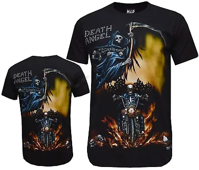 Buy Death Angel Rider Skull Motorbike Motorcycle T- Shirt, Front & Back Print M-XL • 8.70£