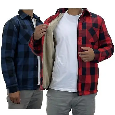 Buy Mens Flannel Workwear Collared Lumberjack Sherpa Soft Fleece Casual Check Shirt • 19.99£