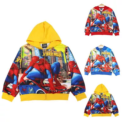 Buy Kids Boys Superhero Spiderman Hoodie Sweatshirt  Hooded Coat Jacket Outwear Tops • 15.16£