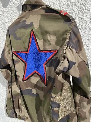 Buy Bespoke Camouflage Jacket. Military Army Bomber With Sequin Bling Size 8 • 32£