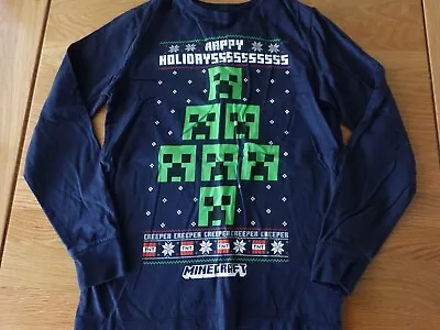 Buy Next Boys Minecraft Creeper Christmas Long Sleeve Light T-Shirt Age 11 Years • 4£