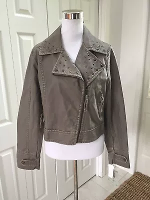 Buy NWT Big Chill Vintage Gray Taupe Zip Up  Faux Leather Jacket L • 27.94£