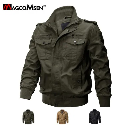 Buy Mens Winter Army Jacket Stylish Military Cargo Jacket Pilot Coats Bomber Jacket • 61.19£