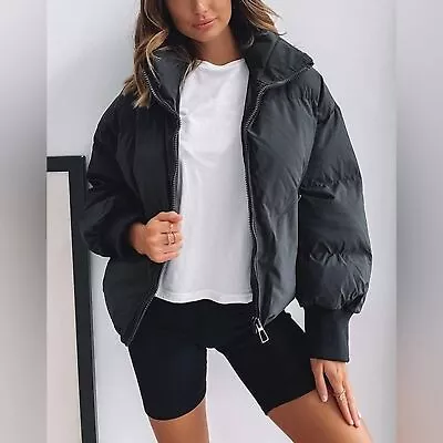 Buy NWT Uaneo Black Puffer Jacket Coat Full Zip Padded Stand Collar Women’s Medium • 34.98£