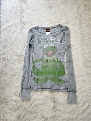 Buy Muppets Long Sleeve Kermit The Frog Shirt Thermal Size S 3/5 Junior Gray Peace  • 12.60£