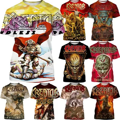 Buy Casual Women Men T-Shirt 3D Print Short Sleeve Tee Top Metal Rock Band Kreator • 9.59£