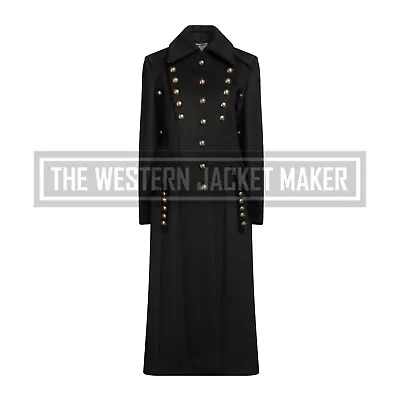 Buy Womens Military Style Coats Women Long Army Coat Women Black Wool Gothic Coats • 159.81£