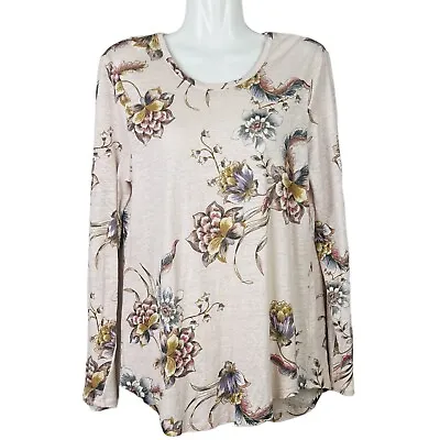 Buy Witchery Floral Linen Top M 12 Pink Multicoloured Long Sleeve T Shirt Blouse • 14.51£
