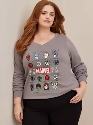 Buy NWT Torrid 2 Marvel Heroes Christmas Sweatshirt Top, Plus Size 2X 18 20, Holiday • 30.26£