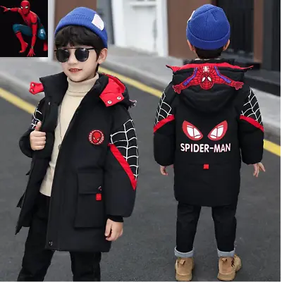 Buy NEW Kids Boys Spiderman Hooded Jacket Winter Coat Parka Outerwear UK 2023 HOT • 23.98£