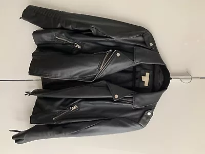 Buy Faux Leather Black Leather Jacket W/ Silver Details.Size:EUR 40 • 13£