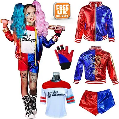 Buy Suicide Squad Kids Harley Quinn Costume Girls Book Day Week Fancy Dress Outfit • 9.95£
