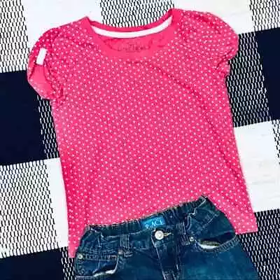 Buy Pink Polka Dot Shirt Tee And Denim Shorts Set Outfit - Girl School - 6 7 - Tops • 31.37£