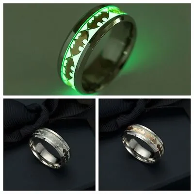 Buy Gifts Jewelry Stainless Steel Glow In The Dark Batman Punk Luminous Band Ring • 3.31£
