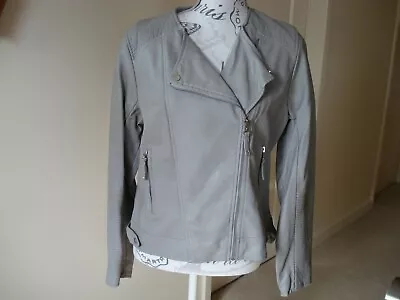 Buy Bnwot Grey Faux Leather Biker / Bomber Style Jacket -  Size 14 • 32.99£