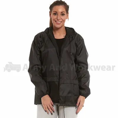 Buy Ladies Cagoul Rain Jacket Coat Kagoul Hooded Pac A Way Mac Showerproof Parka • 7.95£