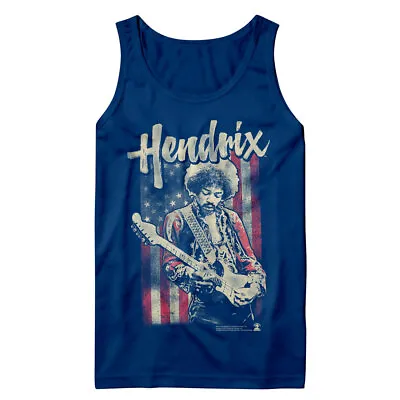 Buy Jimi Hendrix Playing Guitar American Flag Men's Tank Top T Shirt Rock Band Merch • 41.71£