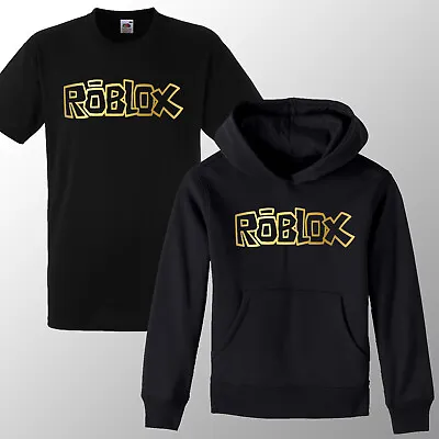 Buy Kids Roblox Boys Girls Gaming Gamer Hoodie T Shirt Hoody Gift Winter Gold Print • 8.99£