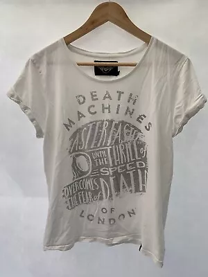 Buy T-shirt Death Machine Size L White Cotton Graphic Logo Mens • 14.95£