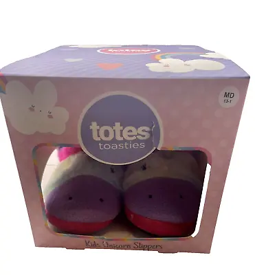 Buy NWT Totes Toasties Kids Girl's Unicorn Pink And Purple Slippers Sz 13-1 • 3.20£