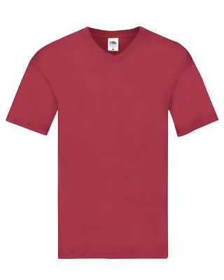 Buy Mens Plain V-NECK T-Shirt - Fruit Of The Loom Original Tee - New Value - Shirt • 3.75£