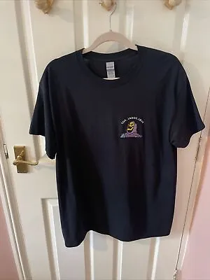 Buy SKELETOR Black Embroidered Stitch Live Laugh Love Gildan T-Shirt, Size L • 19.99£