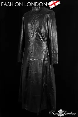 Buy 'NEO' Black Men's Lambskin MATRIX Full-Length Real Leather Long Coat Jacket • 247.50£
