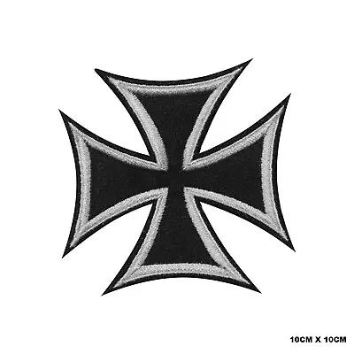 Buy Black Cross Biker Logo Embroidered Patch Iron On/Sew On Patch Batch • 2.09£
