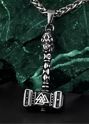 Buy Thors Hammer Necklace - Mjolnir - Valknut Rune Viking Necklace - Viking Jewelry • 5.99£