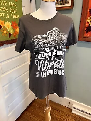 Buy Women’s Biker  Tshirt Because It’s Inappropriate To Use Vibrator In Public XL • 9.46£