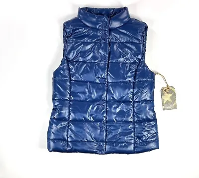 Buy NWT Converse One Star Womens Puffer Vest Blue Star Poly Filled Snap Size Small • 23.27£