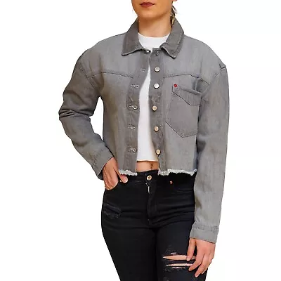 Buy Womens Ripped Denim Jacket Regular Fit Ladies Summer Casual Jeans Coat Top • 17.99£