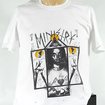 Buy Ministry Metal Industrial Rock Short Sleeve White Unisex T-shirt S-3XL • 14.99£