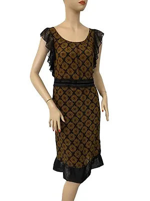 Buy MAPLE Anthropologie Vintage Retro  BOHO Style Silk Dress Lace & Velvet  Small • 52.84£