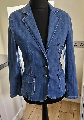 Buy Womans Denim Jacket With Sequin Detail Size 12 Bazler • 4.99£